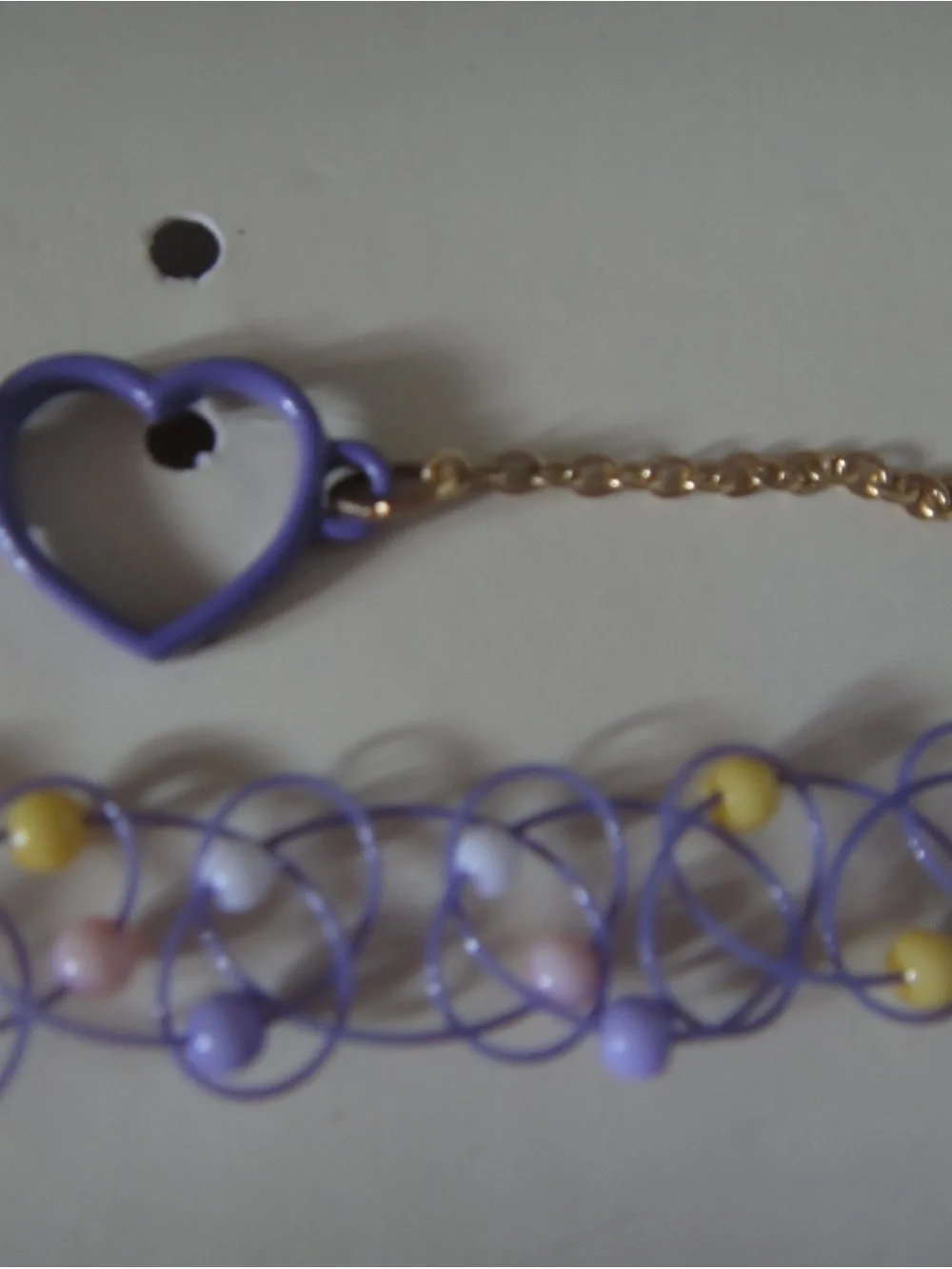 Cat & Jack Purple and Yellow Heart Choker Set - 2 Piece Kids Necklace Pack